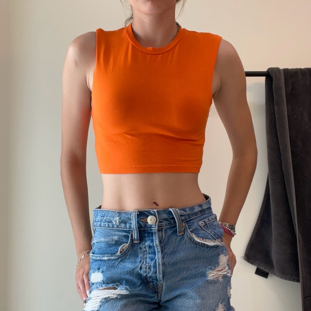 Zara Bright Orange Crop Top